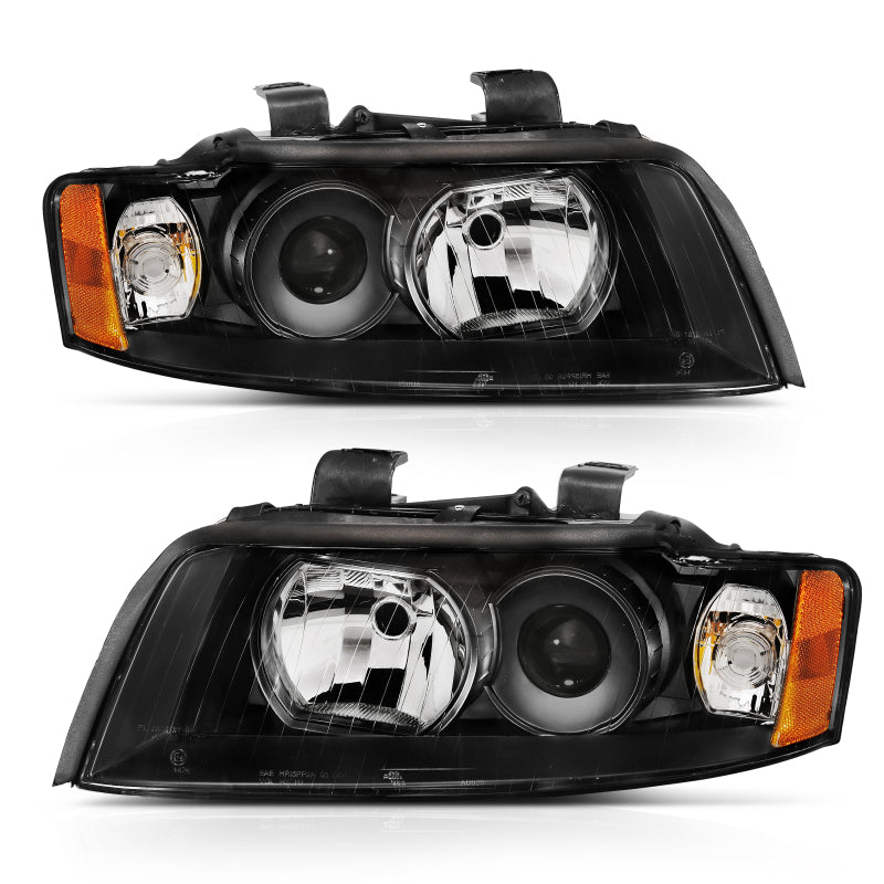 ANZO 2002-2005 Audi A4 Projector Headlight Black G2 (Halogen Type) 121528