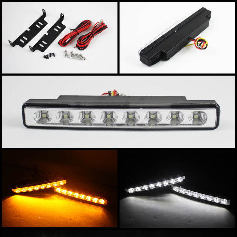 SPYDER Xtune Drl 0.5W LED w/ Amber Signal Lights Chrome CBL-DRL-TN-AM-C 5014924