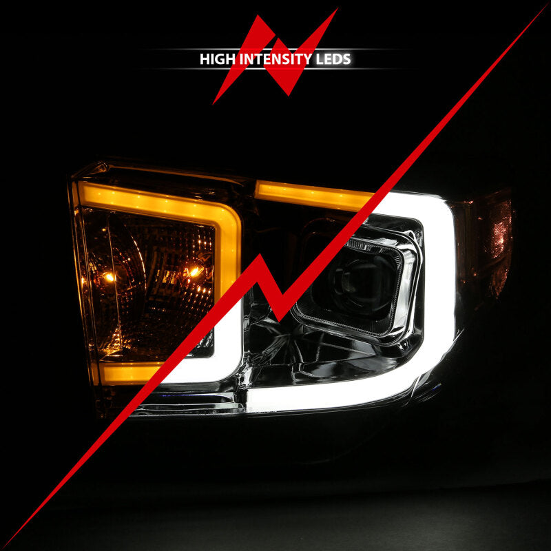 ANZO 14-17 Toyota Tundra Plank Style Projector Headlights Chrome w/ Amber 111415