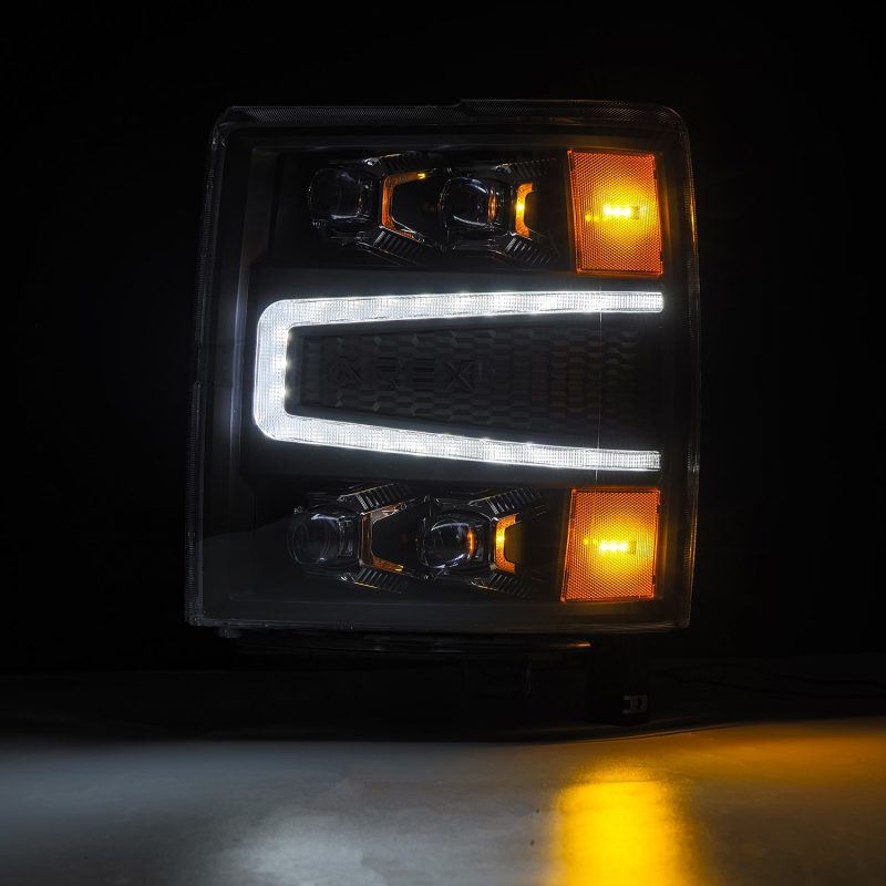 AlphaRex 04-15 Chevy 1500HD NOVA-Series LED Proj Headlights Black w/Activ Light/Seq Signal & SB DRL 880239 *Discontinued