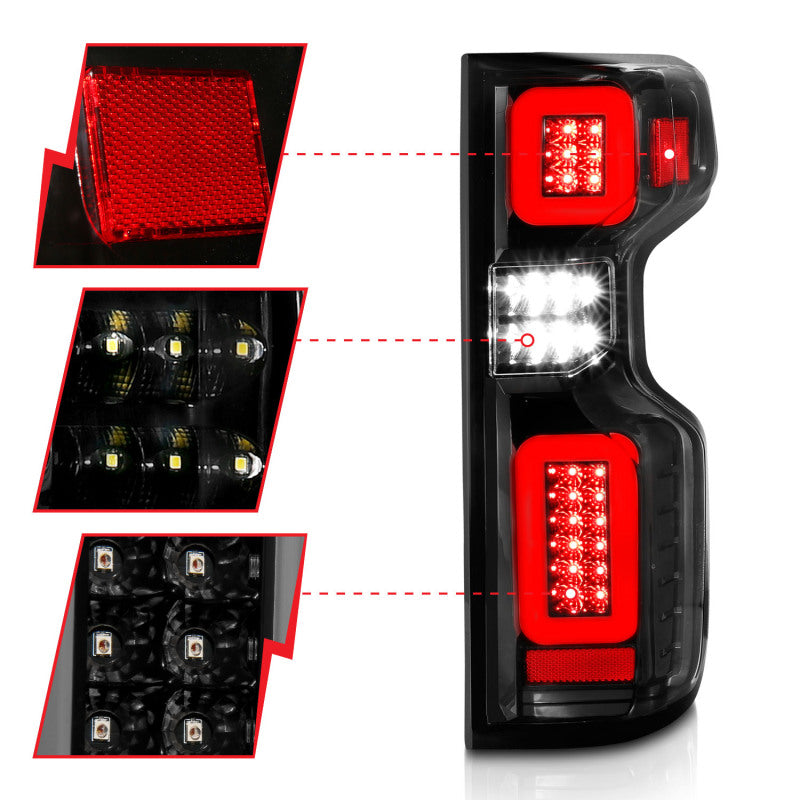 ANZO 19-21 Chevy Silverado Full LED Tailights Black Housing Clear Lens G2 (w/C Light Bars) 311414