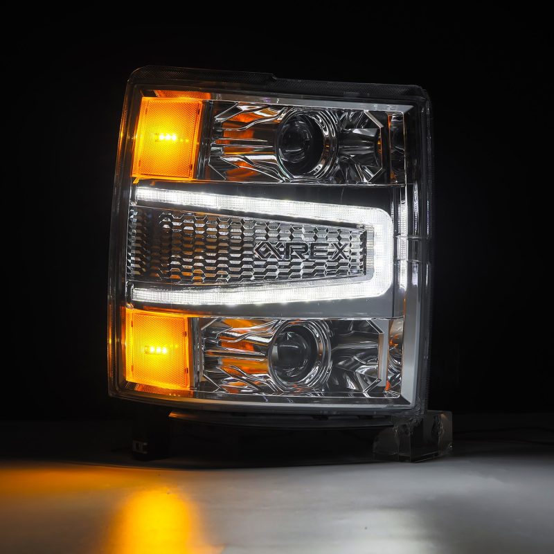 AlphaRex 04-15 Chevy 1500HD LUXX LED Proj Headlights Chrome w/Seq Activation Light / Seq Signal 880243 *Discontinued