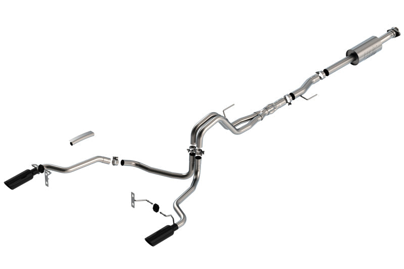 Borla F-150 2021 5.0L 4dr CC SB EC STB Lariat/KR/Platinm/LTD 3/2.25 SRE Cat-Back ATAK Black CHR Tips 140867BC