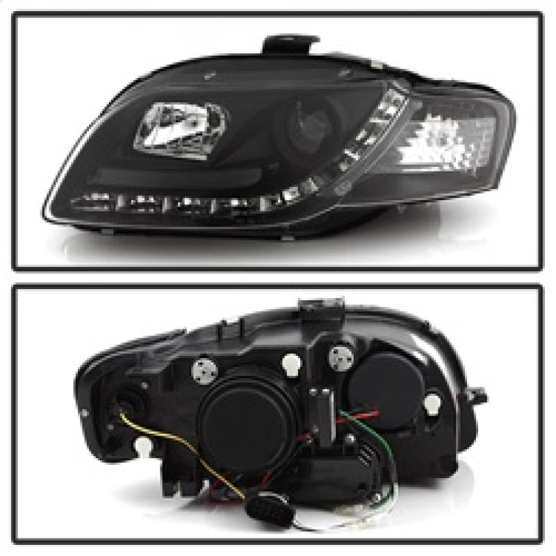 Spyder Audi A4 06-08 Projector Headlights Halogen Model Only - DRL Black PRO-YD-AA405-DRL-BK 5008572