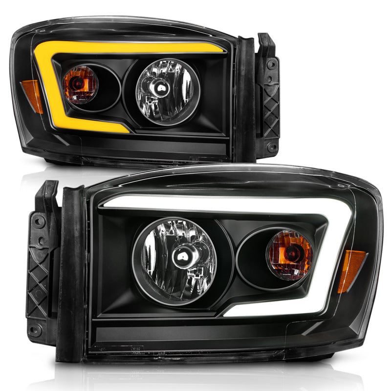 Anzo 06-09 Dodge RAM 1500/2500/3500 Headlights Black Housing/Clear Lens (w/Switchback Light Bars) 111526