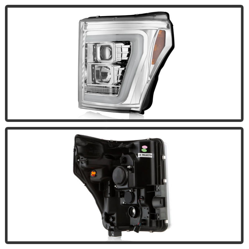 Spyder Ford F250/350/450 11-16 V2 High-Power LED Headlights-White Light Bar-Chrome PRO-YD-FS11V2PL-C 5087881