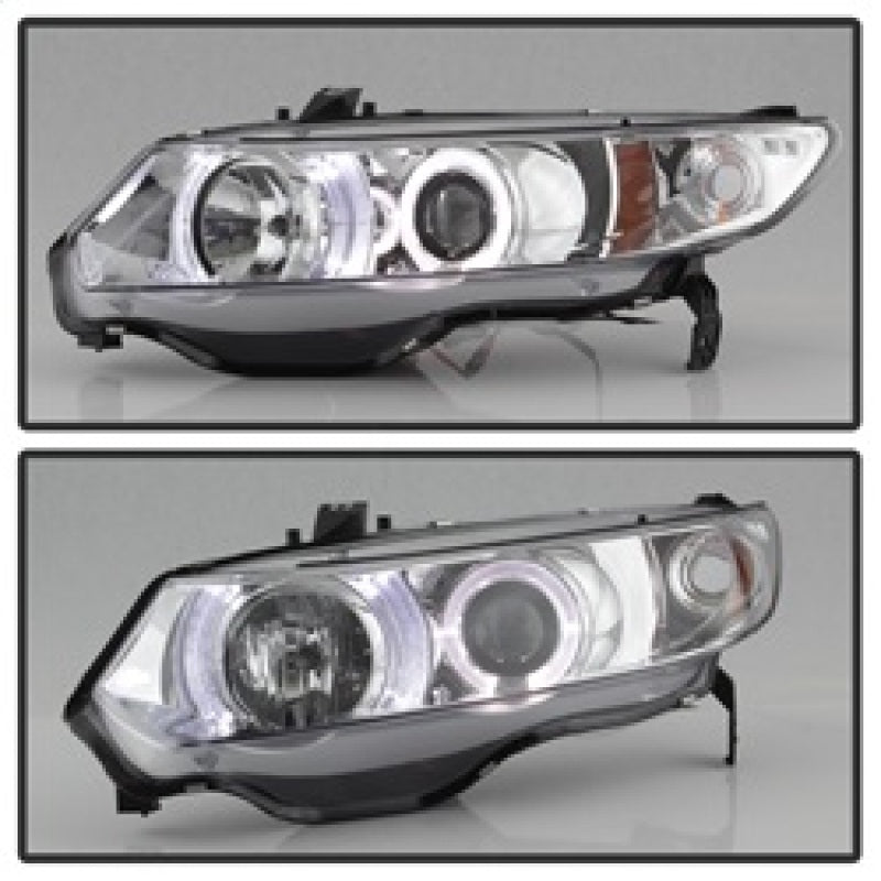 Spyder Honda Civic 06-08 2Dr Projector Headlights LED Halo Chrome High H1 Low H1 PRO-YD-HC06-2D-HL-C 5010797