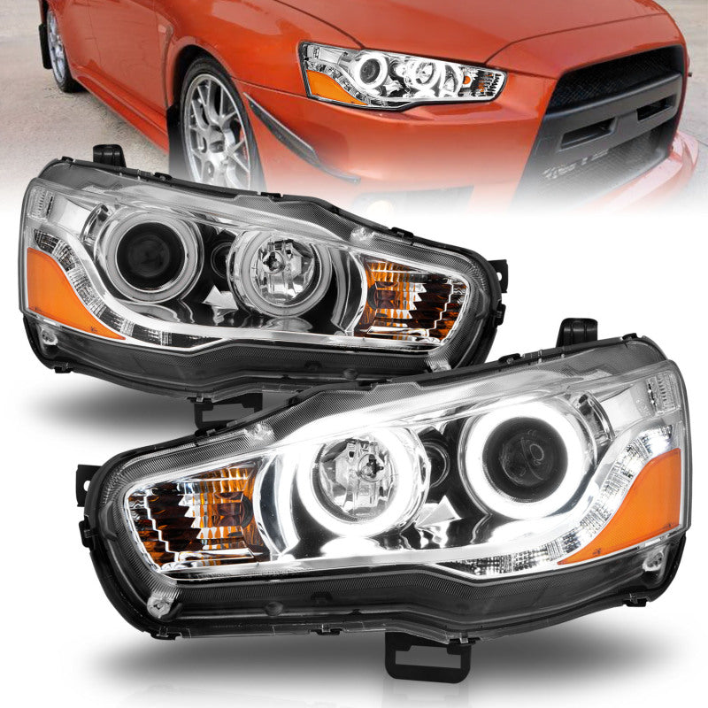 Anzo 2008-2015 Mitsubishi Lancer Projector Headlights w/ Halo Chrome (CCFL)