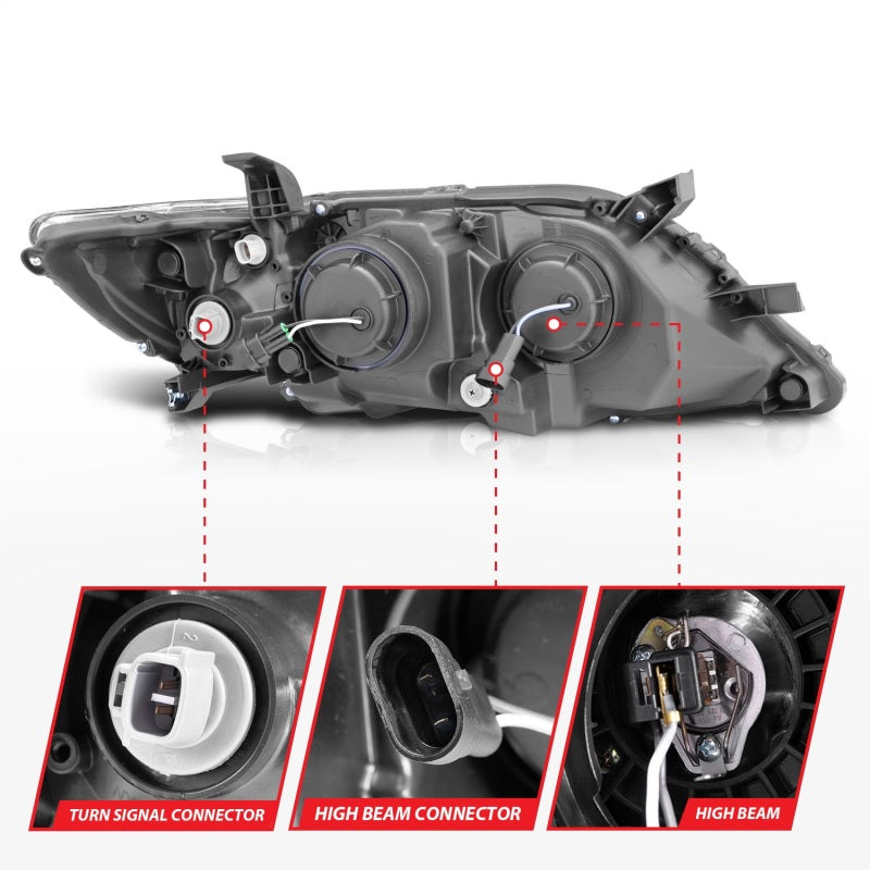 Anzo 2010-2011 Toyota Camry Projector Headlights w/ Halo Black (CCFL)