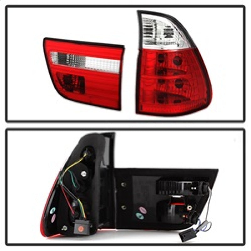 Spyder BMW E53 X5 00-06 4PCS Euro Style Tail Lights- Red Clear ALT-YD-BE5300-RC 5000835