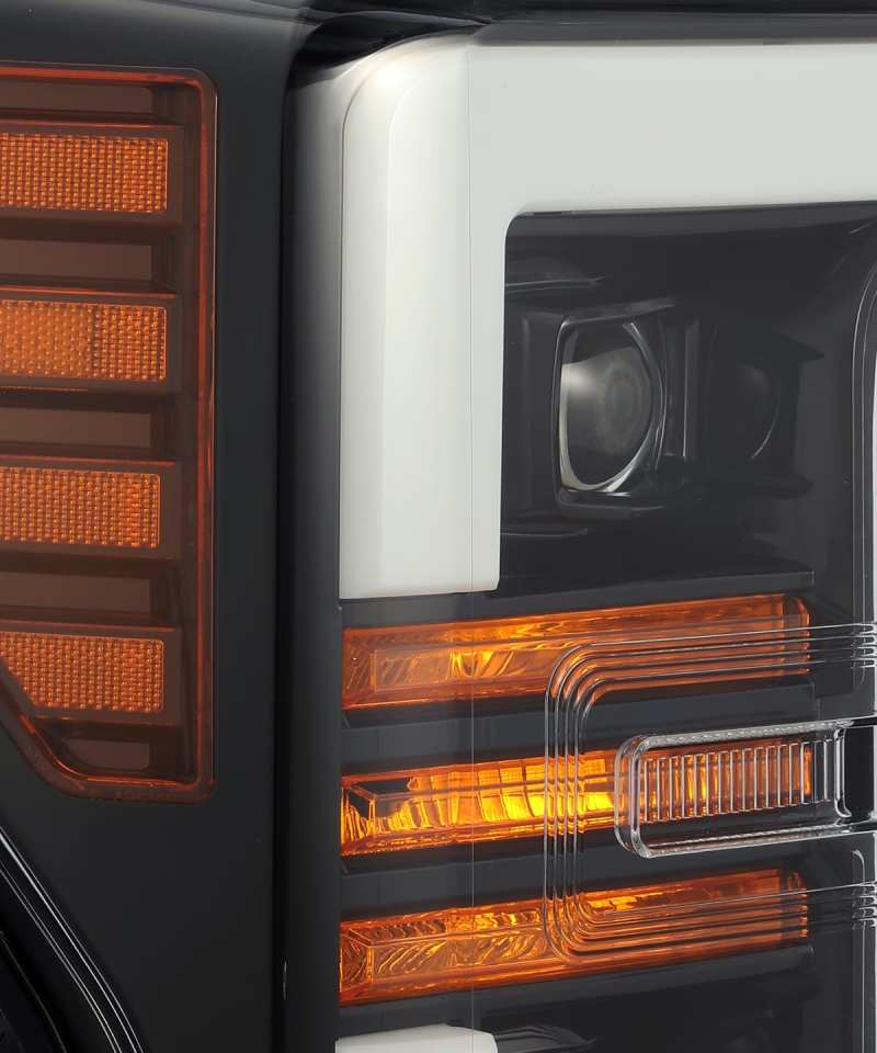 AlphaRex 17-19 Ford F-250 SD PRO-Series Proj Headlights Plank Style Black w/Activ Light/Seq Signal 880108 *Discontinued
