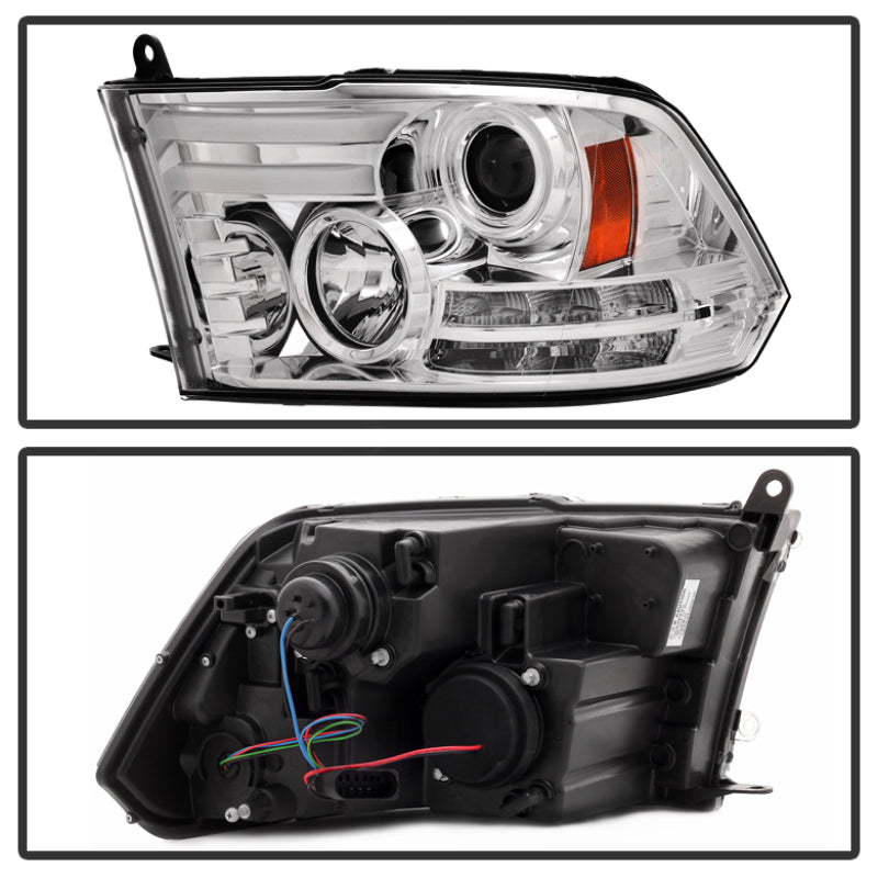 Spyder Dodge Ram 13-15 Projector Headlights Light Bar DRL Chrome PRO-YD-DR13-LBDRL-C 5080905