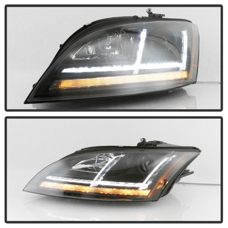 Spyder 08-15 Audi TT Halogen Projector Headlights w/Seq Turn Signal - Black (PRO-YD-ATT08-BK) 5085535