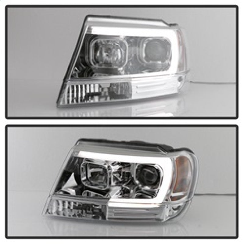 Spyder 99-04 Jeep Grand Cherokee Projector Headlights - Light Bar DRL LED - Chrome 5085214
