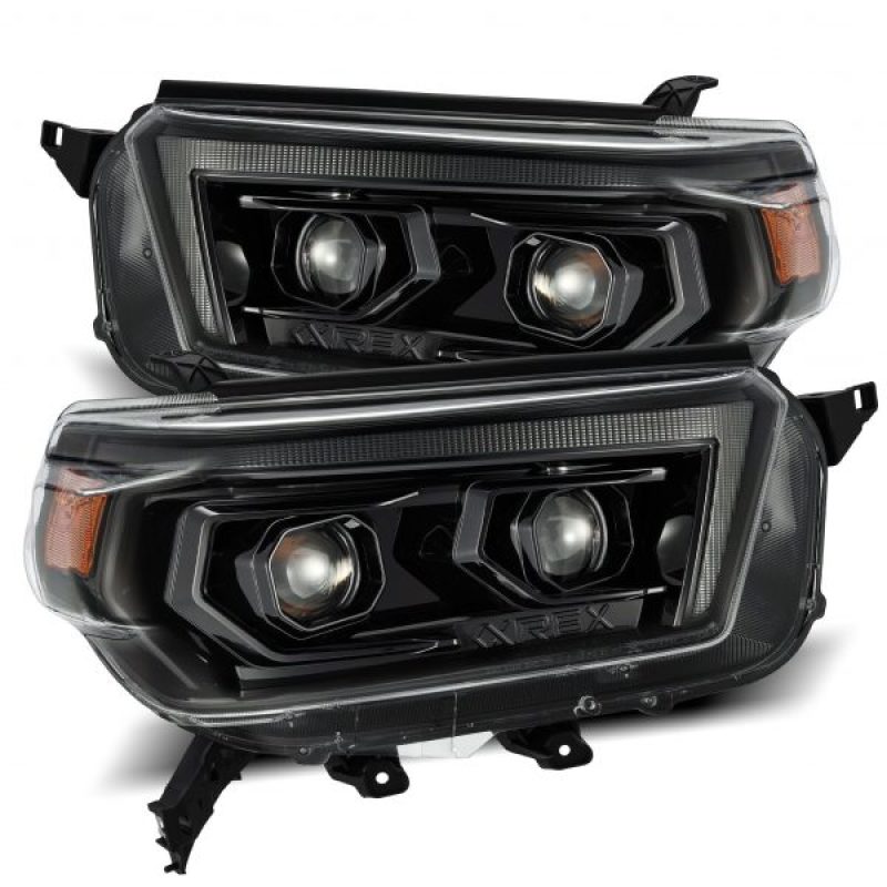 AlphaRex 10-13 Toyota 4Runner PRO-Series Proj Headlights Plank Style Alpha Blk w/Seq Signal/DRL 880754 *Discontinued