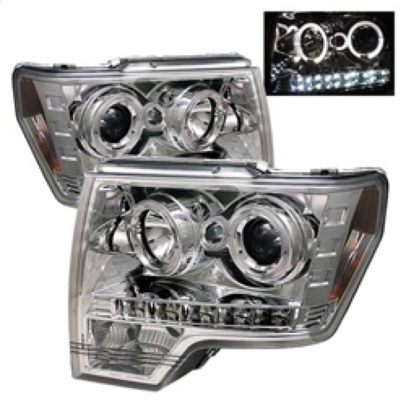Spyder Ford F150 09-14 Projector Headlights Halogen Model- LED Halo LED Chrm PRO-YD-FF15009-HL-C 5010247