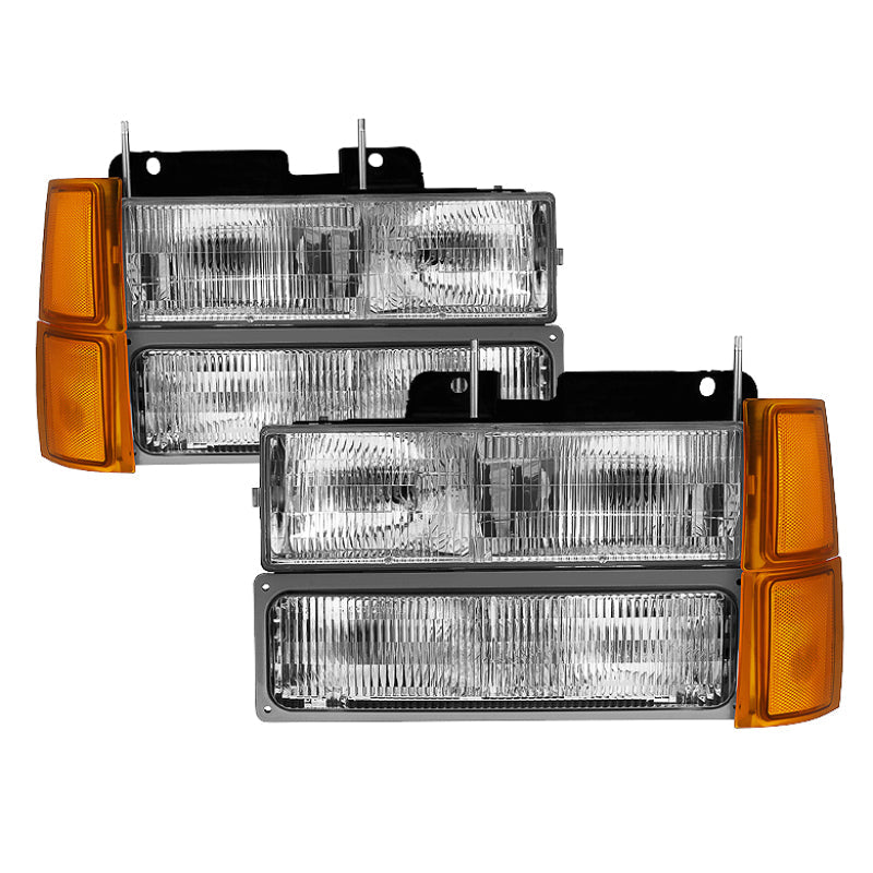 SPYDER Xtune Chevy Suburban 94-98 Headlights w/ Corner & Parking Lights 8pcs - OEM HD-JH-CCK94-OE-C-SET 9034428
