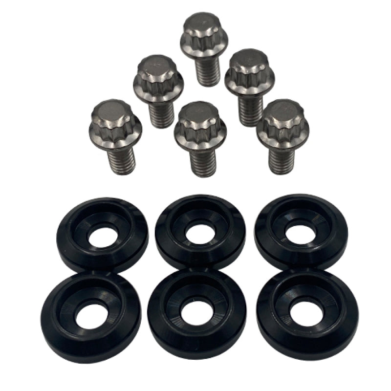 BLOX Racing New Fender Washers Kit M6 12pt - 6pc Large Diameter Black BXAC-00311-BK