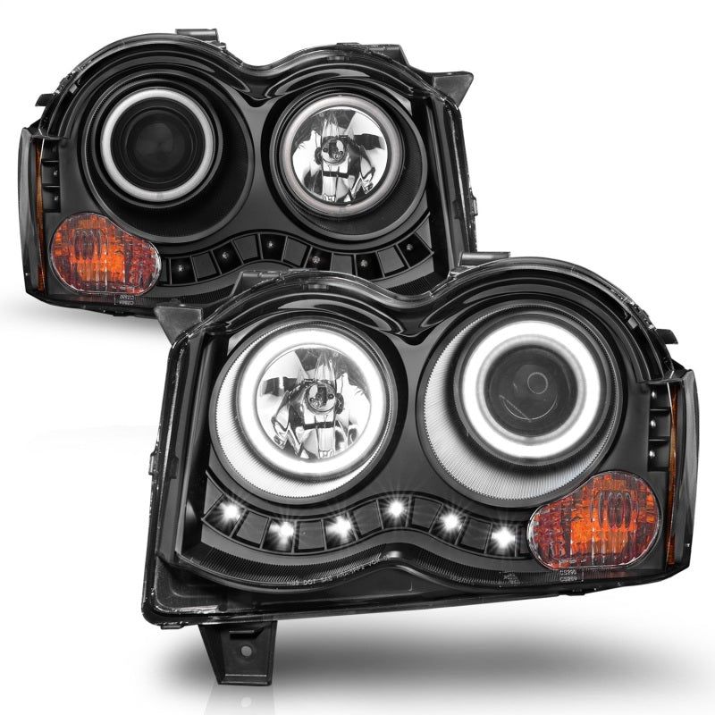 Anzo 2008-2010 Jeep Grand Cherokee Projector Headlights w/ Halo Black CCFL