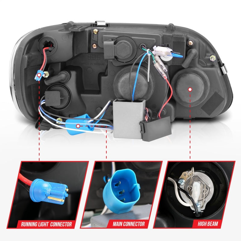 Anzo 1995-2001 Ford Explorer Projector Headlights w/ Halo Black 1 pc