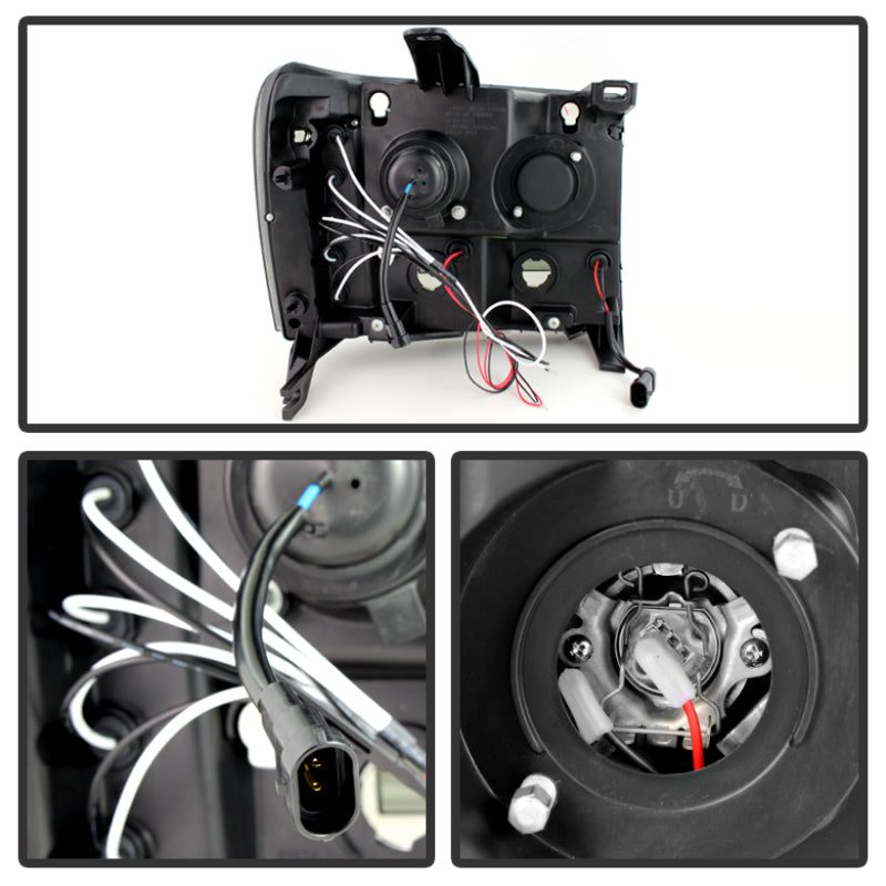 Spyder GMC Sierra 1500/2500 07-13 Projector Headlights LED Halo- LED Blk Smke PRO-YD-GS07-HL-BSM 5078506