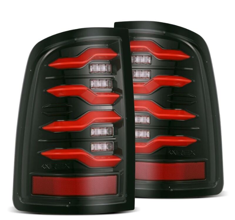 AlphaRex 09-18 Dodge RAM LUXX-Series LED Taillights Black Red w/Actv Light & SS 640002 *Discontinued