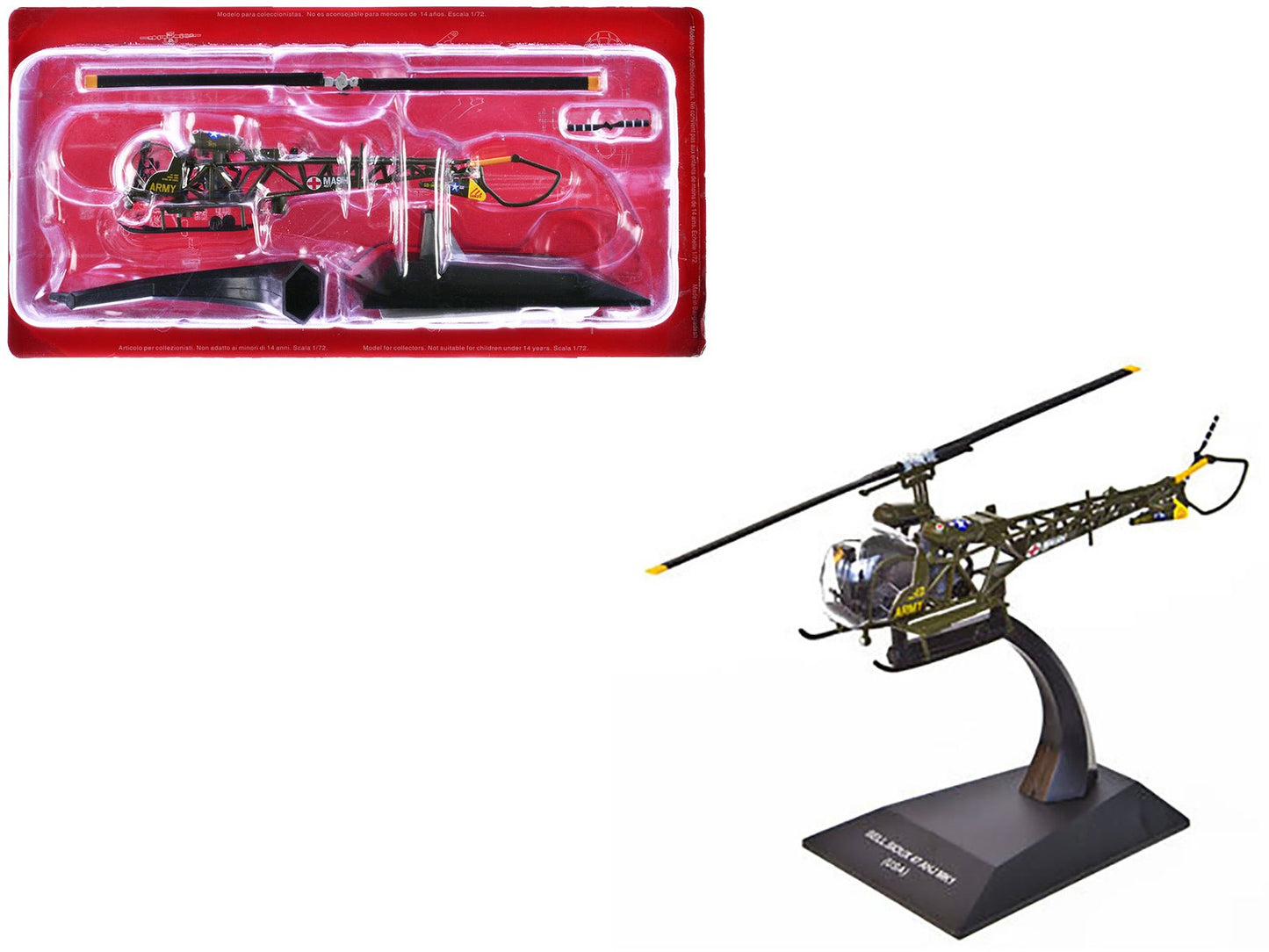 Bell OH-13G Sioux Helicopter "4077th Mobile Army Surgical Hospital (MASH)" United States Army 1/72 Diecast Model by Altaya  free shipping USA