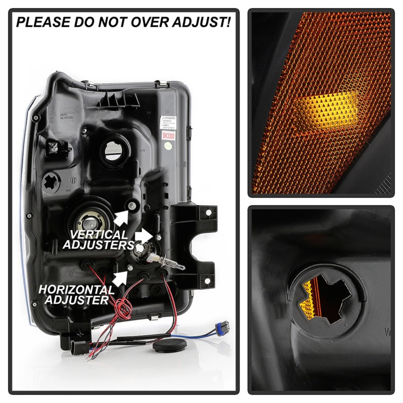 Spyder Ford Super Duty 11-16 Projector Headlights LEDHalo DRL All Black PRO-YD-FS11-HL-BKV2 5086013