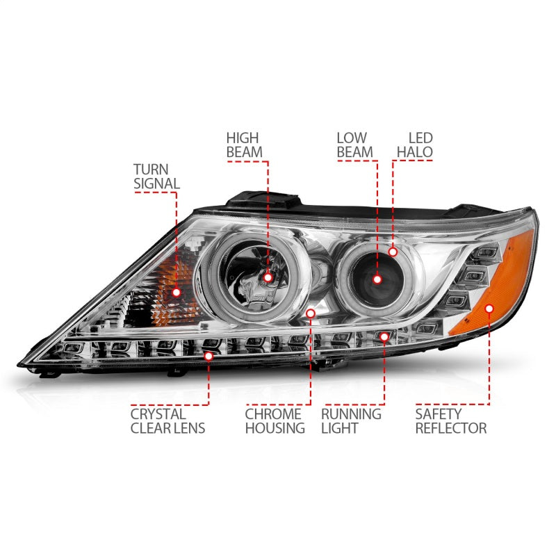 Anzo 2011-2013 Kia Sorento Projector Headlights w/ Halo Chrome (CCFL)