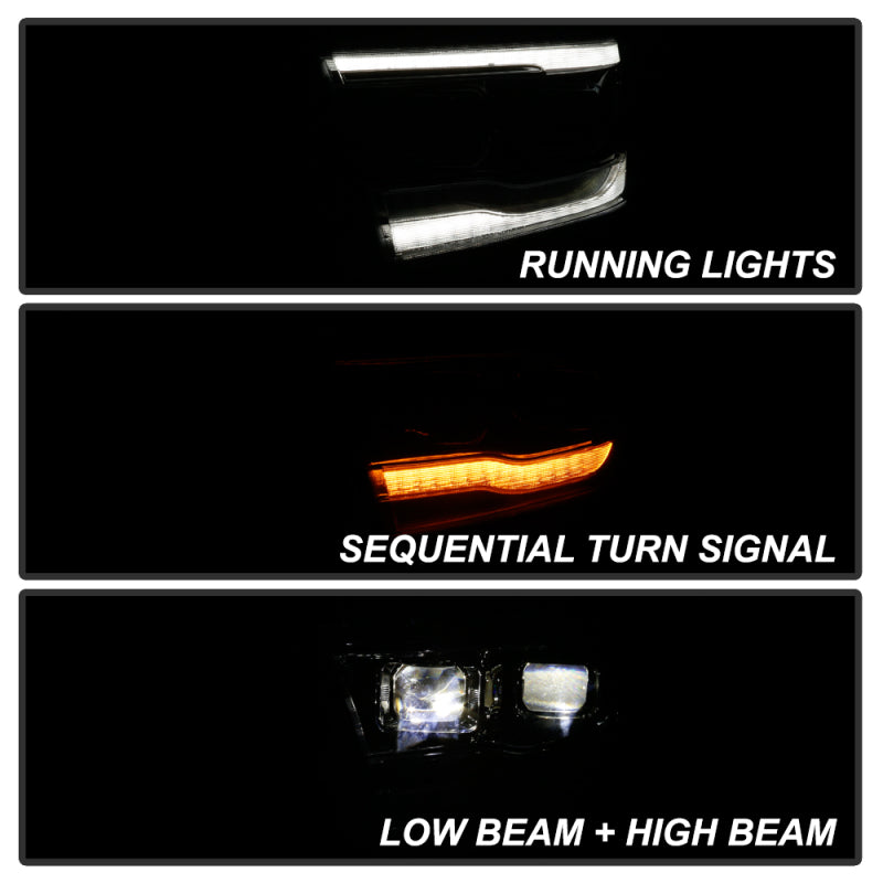 SPYDER Dodge Ram 19-20 Halogen Model Only Projector Headlights Chrome PRO-YD-DR19HALAP-SEQ-C 5087638