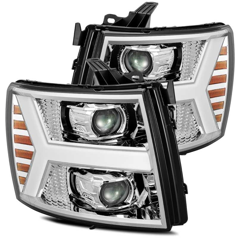 AlphaRex 07-13 Chevy 1500HD PRO-Series Proj Headlights Plank Style Chrome w/Activ Light/Seq Signal 880204 *Discontinued