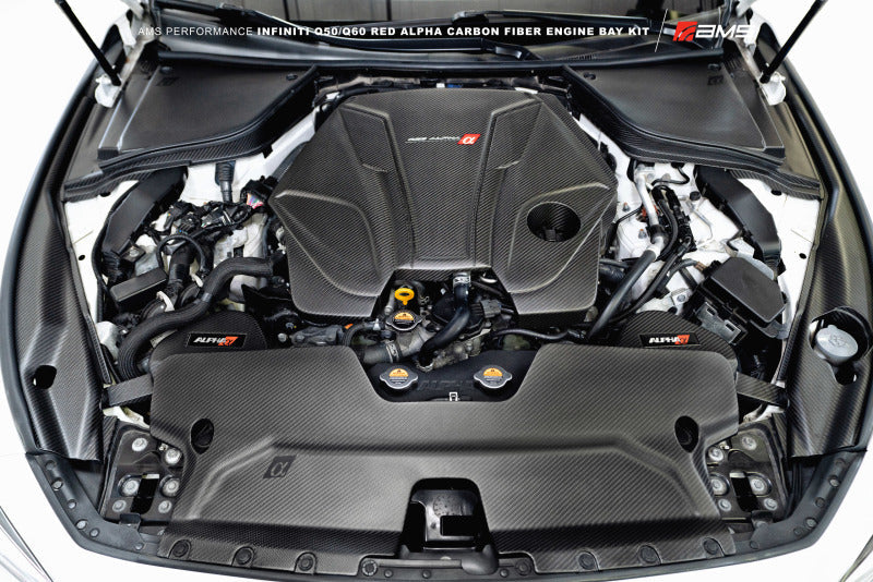 AMS Performance Infiniti 17+ Q60 / 16+ Q50 3.0TT Alpha Matte Carbon Engine Cover ALP.28.06.0001-1