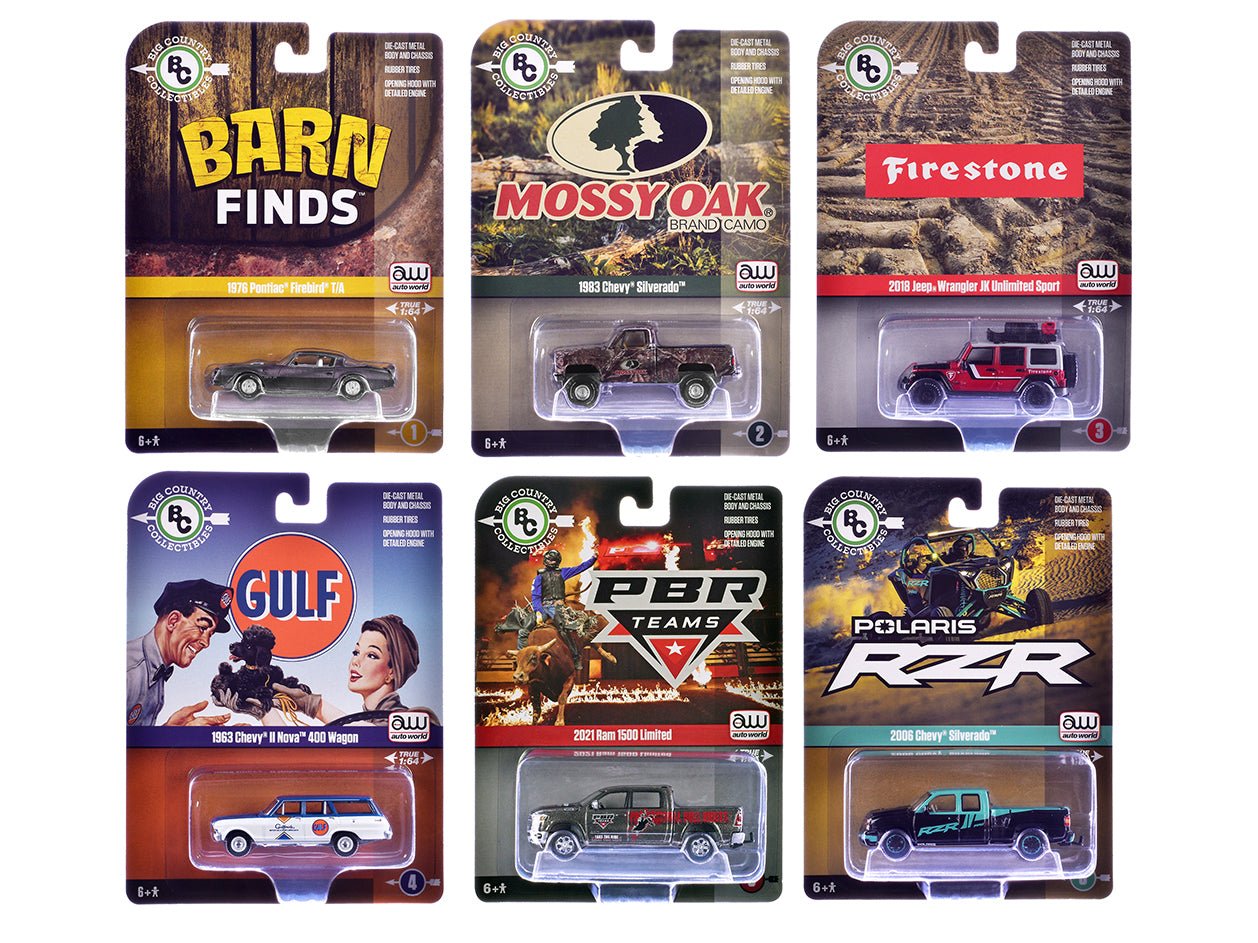 Big Country Collectibles 2025 Release 1 Set of 6 pieces 1/64 Diecast Model Cars by Auto World  free shipping USA