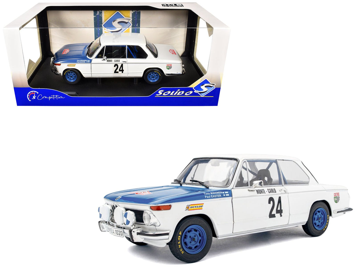 BMW 2002 Tii #24 Timo Makinen - Paul Easter 2nd Place "Rallye Monte-Carlo" (1969) "Competition" 1/18 Diecast Model Car by Solido  free shipping USA
