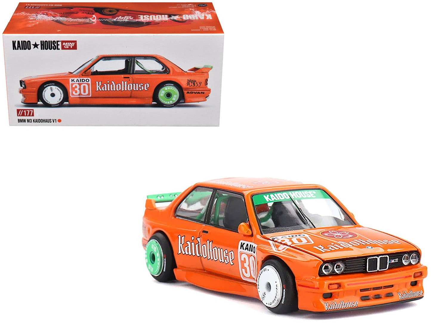 BMW M3 "KaidoHaus V1" #30 Orange (Designed by Jun Imai) "Kaido House" Special 1/64 Diecast Model Car by Mini GT  free shipping USA
