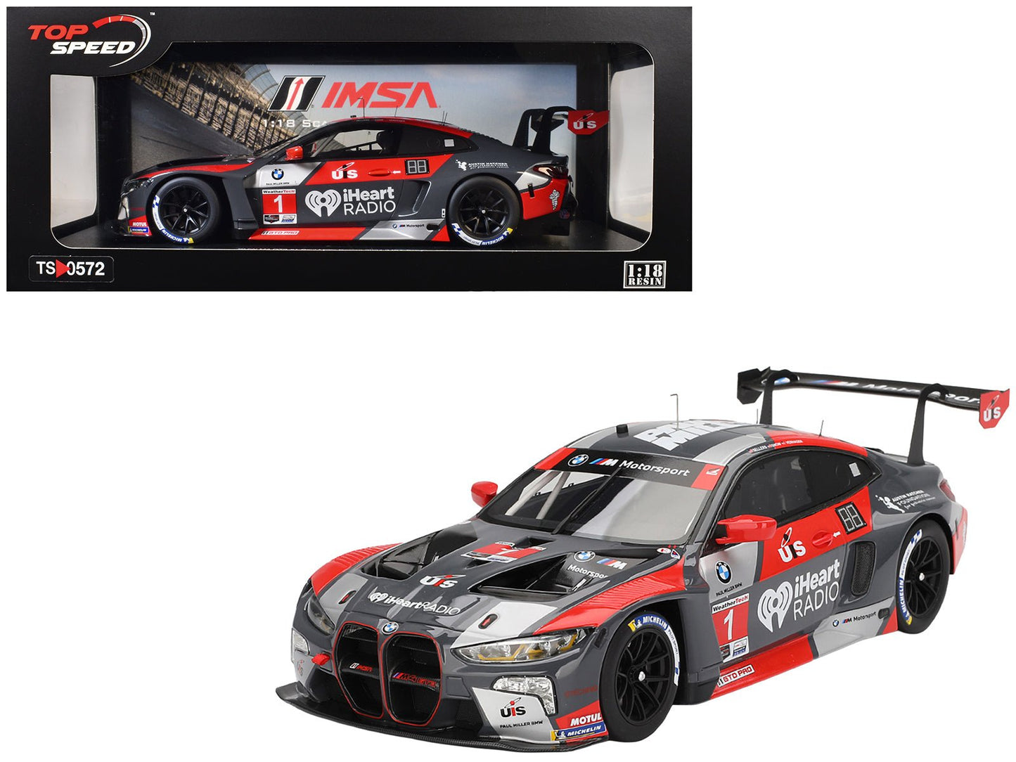 BMW M4 GT3 #1 Bryan Sellers - Madison Snow - Neil Verhagen "Paul Miller Racing" "12 Hours of Sebring" (2024) 1/18 Model Car by Top Speed  free shipping USA