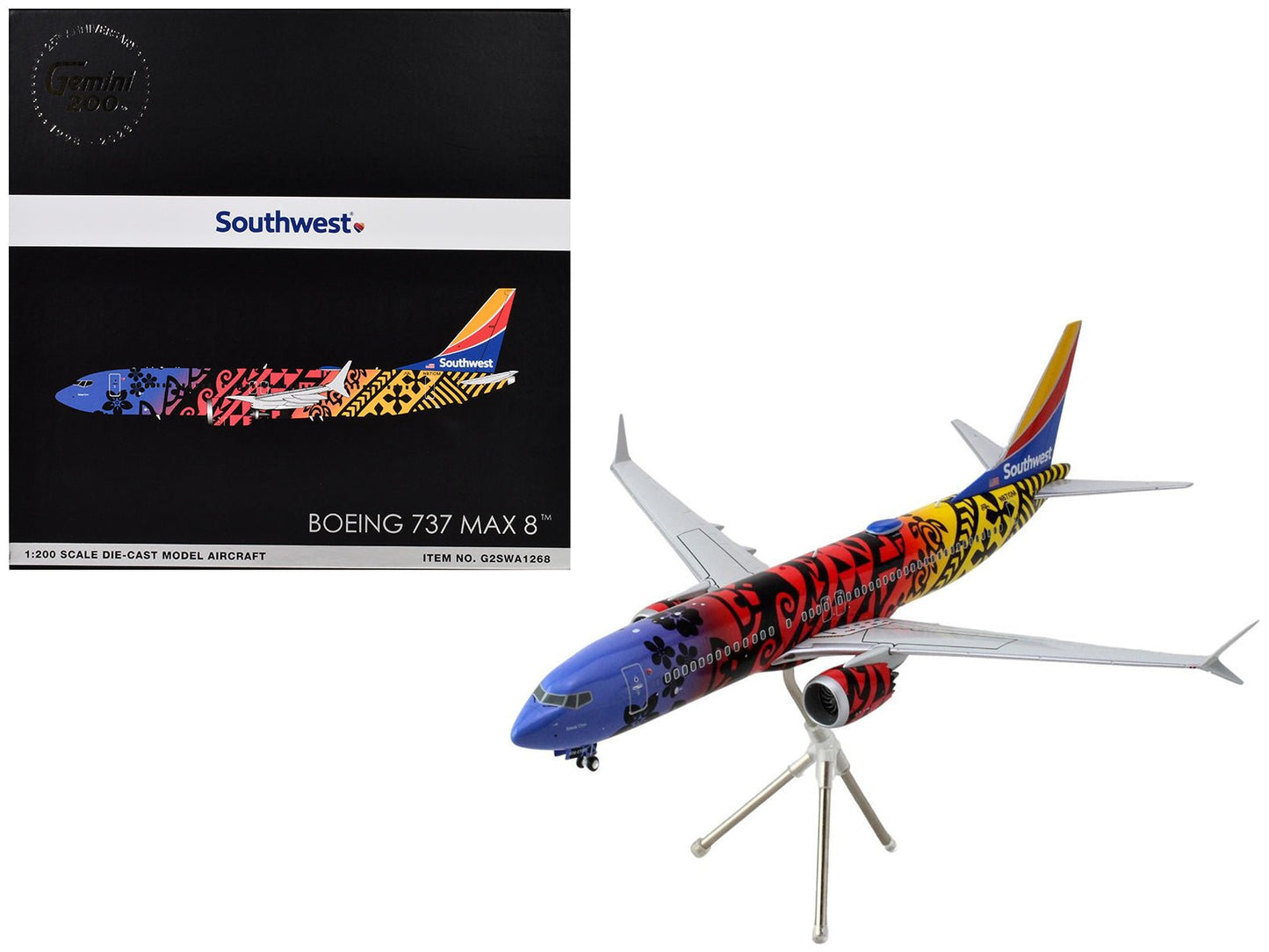 Boeing 737 MAX 8 Commercial Aircraft "Southwest Airlines - Imua One" (N8710M) Hawaiian Graphics "Gemini 200" Series 1/200 Diecast Model Airplane by GeminiJets  free shipping USA