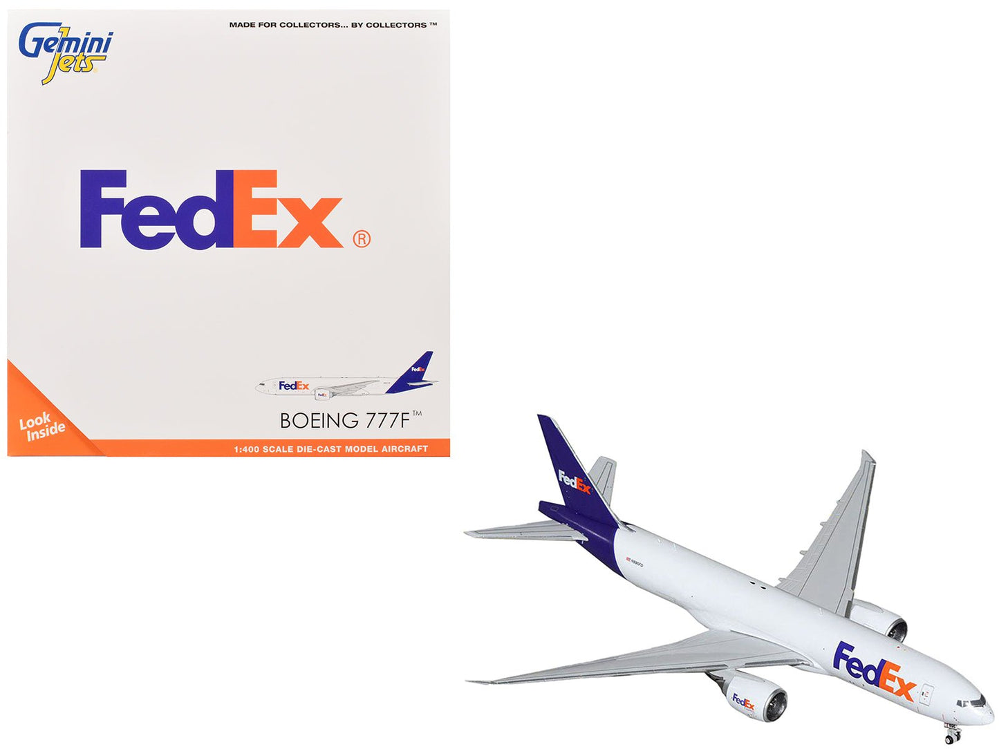 Boeing 777F Commercial Aircraft "FedEx (Federal Express)" (N895FD) White with Purple Tail 1/400 Diecast Model Airplane by GeminiJets  free shipping USA