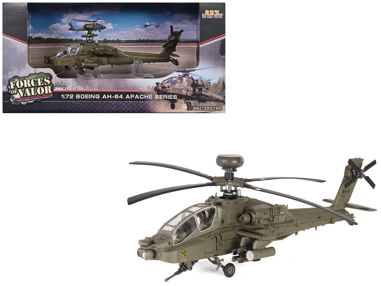Boeing Apache AH-64D Longbow Attack Helicopter "99-5135 of C Company 1-227 ATKHB 1st Cavalry Division 11th Aviation Regiment (Attack) Karbala Operation Iraq Freedom" (2003) United States Army 1/72 Diecast Model by Forces of Valor  free shipping USA