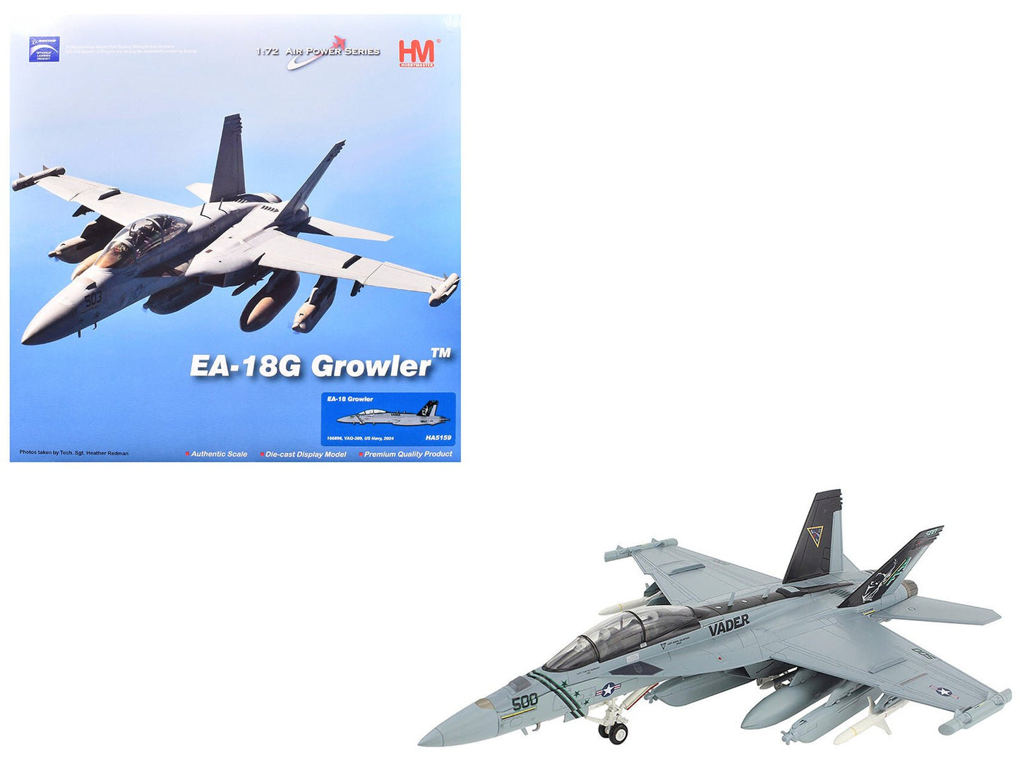 Boeing EA-18 Growler Aircraft "VAQ-209 Star Warriors AF500 Vader" (2024) United States Navy "Air Power Series" 1/72 Diecast Model by Hobby Master  free shipping USA