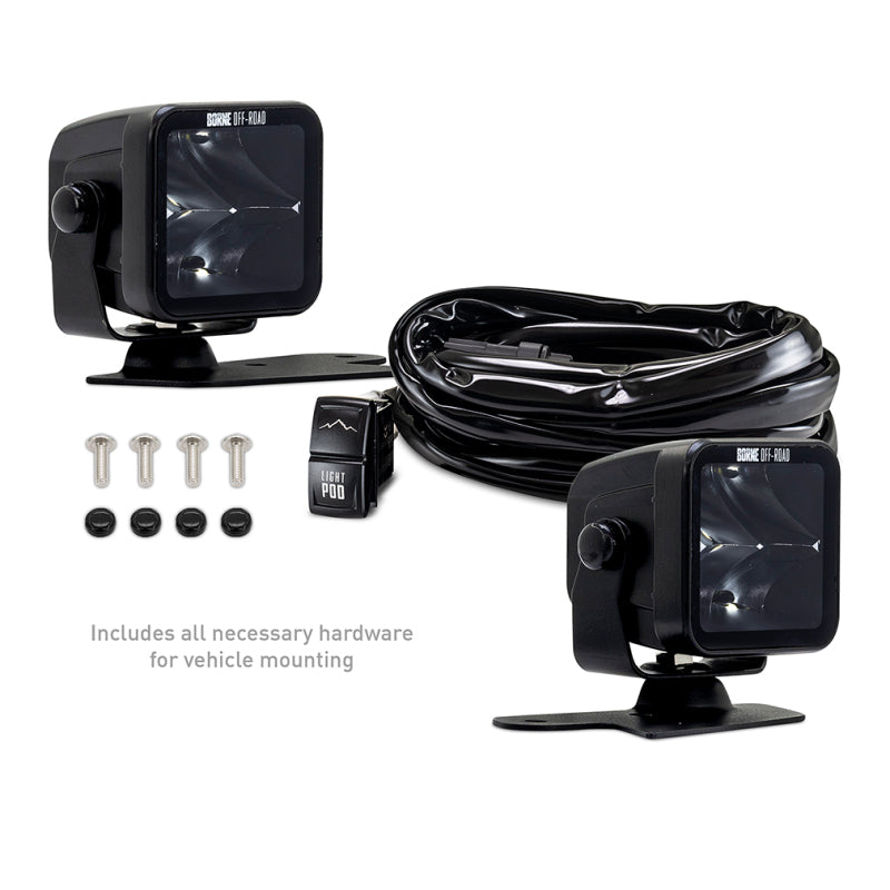 Borne Off-Road 21+ Bronco Light Pods 2pc Ditch 3x3 Spot BNLT-BR-21-DT2S