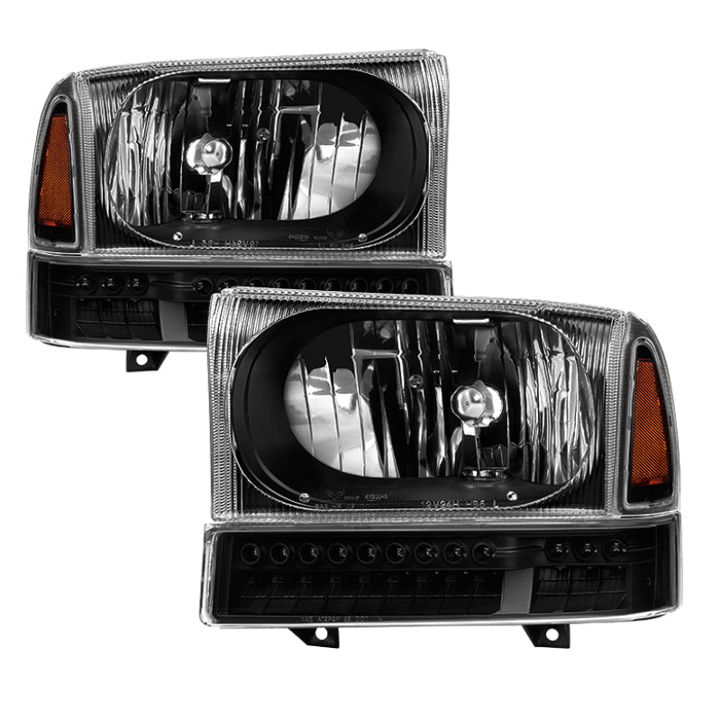 SPYDER xTune Ford F250 F350 Superduty Excursion 99-04 OEM Style Headlights - Black HD-JH-FF25099-SET-LED-BK 9035210
