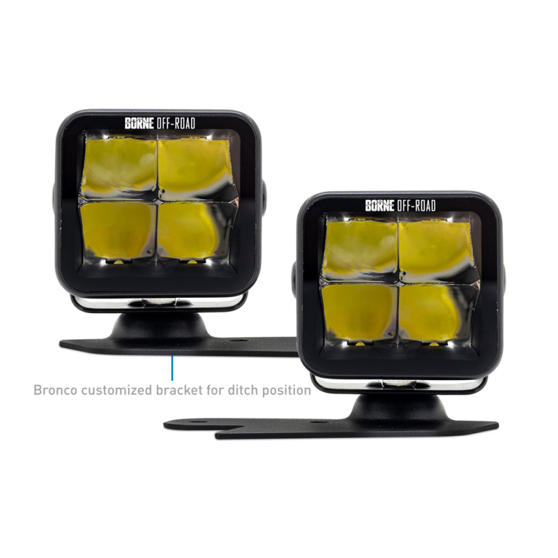 Borne Off-Road 21+ Bronco Light Pods 2pc Ditch 3x3 Spot BNLT-BR-21-DT2S