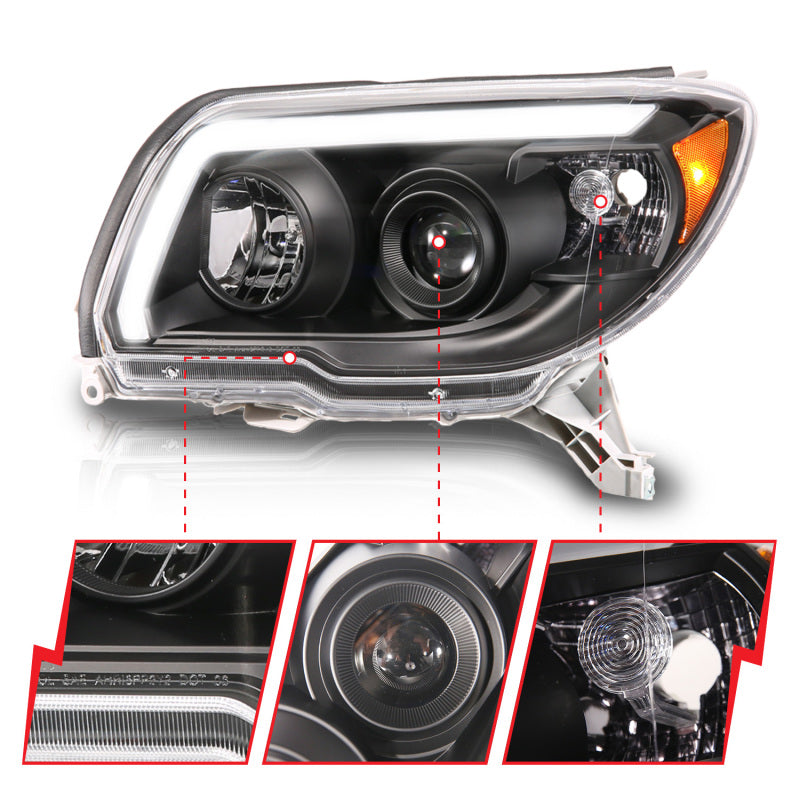 ANZO 06-09 Toyota 4 Runner Projector Headlights Plank Style - Black 111616