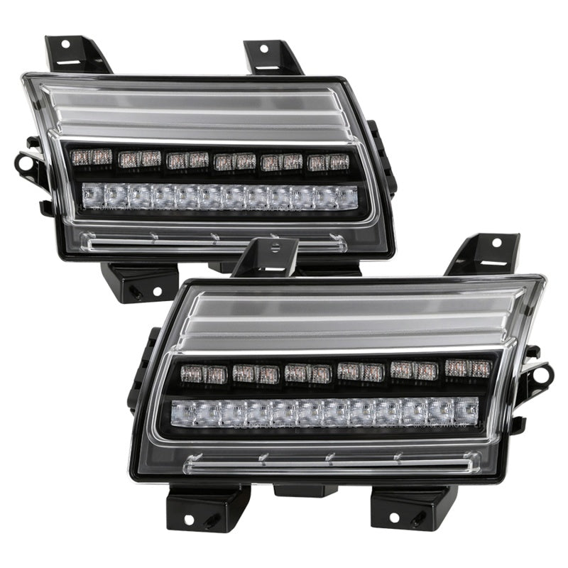 Spyder Jeep Wrangler 2018-2019 (Halogen Model Only) LED Front Bumper Lights - Seq. Signal - Black 5086785