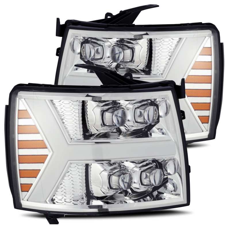AlphaRex 07-13 Chevy 1500HD NOVA LED Proj Headlights Plank Style Chrm w/Activ Light/Seq Signal 880207 *Discontinued