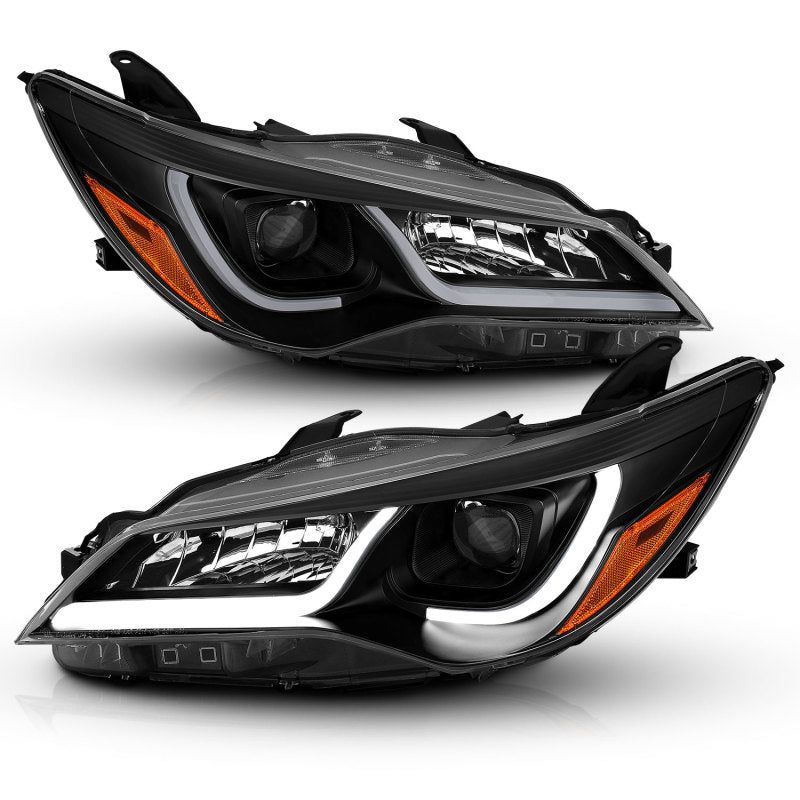 Anzo Projector Headlights W/ Plank Style Design Black w/Amber 15-16 Toyota