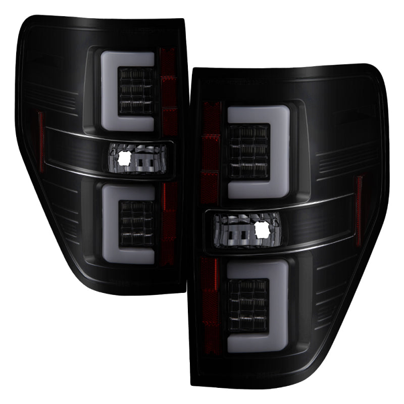 Spyder 09-14 Ford F150 V2 Light Bar LED Tail Lights - Blk Smoke (ALT-YD-FF15009V2-LBLED-BSM) 5084217