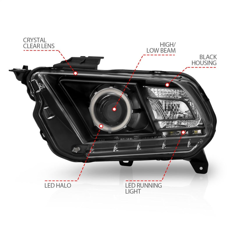 Anzo 2010-2014 Ford Mustang Projector Headlights w/ Halo Black (CCFL)
