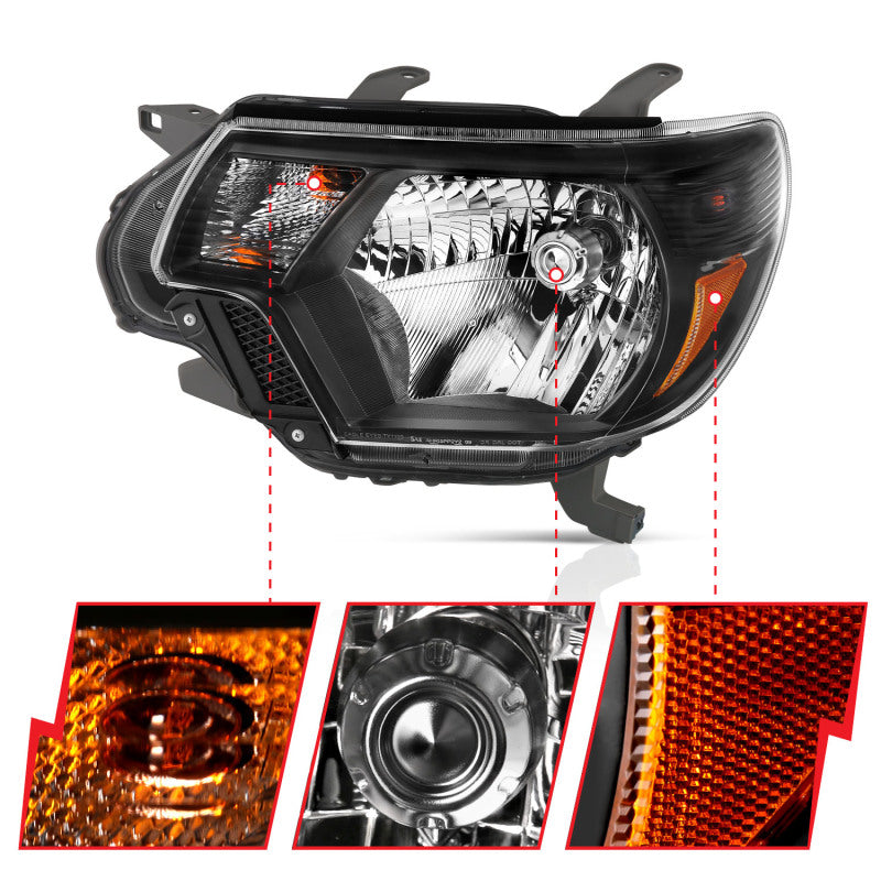 Anzo  2012-2015 Toyota Tacoma Crystal Headlights Black